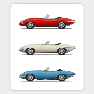 Jaguar E Type Roadster Red White And Blue Sticker